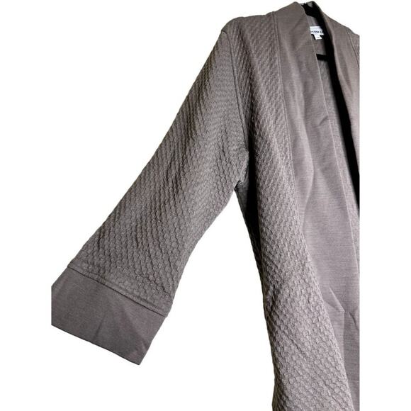 Caroline Rose Open Front Sweater Women's Size Medium Grey Pockets Long Midi Text - Picture 4 of 5